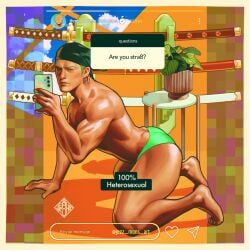 1boy ass bara barefoot biceps feet jezz_mons_nsfw legs male male_focus male_only muscular muscular_arms muscular_male one_piece pecs pectorals phone roronoa_zoro shirtless solo solo_male thighs topless topless_male
