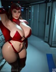 3d big_ass big_breasts big_thighs curvy, female female_only looking_at_viewer marvel marvel_cinematic_universe mcu, pose rude_frog scarlet_witch voluptuous wanda_maximoff,