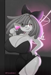doll drink drinking fromariels grayscale ragatha ragatha_(the_amazing_digital_circus) the_amazing_digital_circus