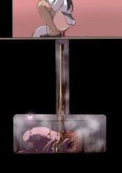 2girls brown_hair coprophagia dining_(artist) eating_feces feces female femdom from_side hairclip human_toilet lezdom misaka_mikoto nude peeing peeing_on_another pooping_on_another prostration scat scat_eating septic_tank squat_toilet steaming_body sweating to_aru_kagaku_no_railgun to_aru_majutsu_no_index toilet toilet_slave toilet_use trapped under_floor urine yuri