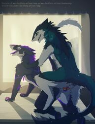 2018 4_fingers 4_toes all_fours anthro anthro_on_anthro balls black_fur blue_eyes clenched_teeth clitoral_hood digitigrade doggy_style duo erection female from_behind_position fur green_eyes green_fur hand_on_back looking_pleasured male multicolored_fur neck_tuft penetration penis purple_fur purple_tongue pussy red_penis sergal sex sharp_teeth sidgi straight teeth toes tongue tongue_out tuft vaginal_penetration white_fur