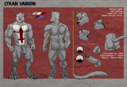 anthro balls big_balls big_muscles big_penis blue_eyes cabbit erection feline foreskin hybrid lagomorph lykan_varion male male_only mammal model_sheet muscular penis rabbit solo zourik