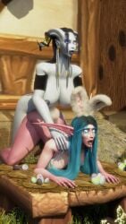 3d doggy_style draenei draenei_futa easter elyrasia_nightflower female ferlynn futa_on_female futanari intersex ishari night_elf rabbit_ears world_of_warcraft