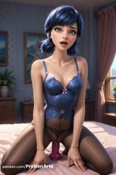 1girls ai_generated artist_name bare_shoulders bed bedroom black_panties black_pantyhose blue_eyes blue_hair blurry blurry_background bow breasts cleavage clothing_aside collarbone crotchless curtains dildo dildo_in_pussy dildo_insertion dildo_riding disney disney_channel female_masturbation hi_res indoors kneeling ladybug_(character) lingerie lips looking_at_viewer low_twintails marinette_cheng marinette_dupain-cheng masturbation medium_breasts miraculous:_tales_of_ladybug_and_cat_noir miraculous_ladybug nose object_insertion on_bed open_mouth panties panties_aside pantyhose parted_lips patreon_username progenarts pussy pussy_juice see-through sex_toy short_hair solo torn_pantyhose twintails underwear vaginal_insertion vaginal_masturbation vaginal_object_insertion vaginal_penetration web_address window