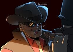 2boys after_fellatio after_oral after_orgasm blowjob blowjob_face blowjob_only cum cum_in_mouth cum_inside cumshot dominant dominant_male domination engineer_(team_fortress_2) gay gay_blowjob gay_male gay_sex maledom malesub oral oral_penetration oral_sex penis penis_out soldier_(team_fortress_2) submissive submissive_male team_fortress_2 yaoi yonomidf5790
