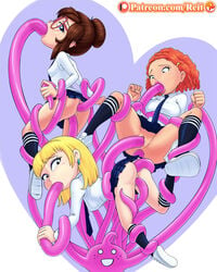 3girls all_grown_up alvin_and_the_chipmunks anal anal_penetration anal_sex angelica_pickles as_told_by_ginger blonde_hair brown_hair clothing crossover eyes ginger_foutley glasses jeanette_miller pink_tentacles rape red_hair reit school_uniform schoolgirl sex simple_background skirt slime tentacle tentacle_rape triple_penetration white_background young