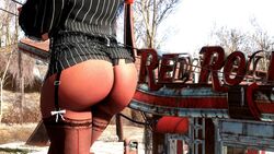 1girls 3d ass big_ass breasts chubby fallout fallout_4 female garter huge_ass human lexingtonbanner liza nudity original_character outdoors outside posing suit thick_thighs wide_hips