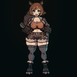 huge_breasts nefertari216 simple_background squirrel_girl_(marvel) squirrel_girl_(marvel_rivals) thick_thighs wide_hips