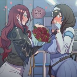 1futa ai_generated female female futa_on_female futa_with_female futanari goddess_of_victory:_nikke imminent_sex intersex lovelyzen mary_(medical_rabbit)_(nikke) mary_(nikke) mitsuru_kirijo persona_3