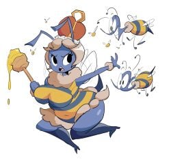 bee bee_girl big_ass big_breasts big_breasts big_butt big_thighs big_titties blue_skin curvaceous curvaceous_female curvaceous_figure curvy curvy_figure curvy_hips female female_focus female_only loggofrog original original_character queen short_hair white_hair