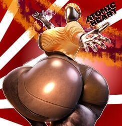 1girls 3d atomic_heart fat_ass mechanicalstage robot robot_girl the_twins_(atomic_heart) thick_ass thick_thighs
