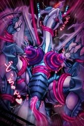 animal_genitalia anthro areola blush bondage bondage bound breasts claws cloaca cloacal cloacal_penetration dragon duel_monster female genitals hi_res kanakakia konami membrane_(anatomy) membranous_wings mythological_creature mythological_scalie mythology nipples nude penetration scalie solo spread_legs spreading stardust_dragon tentacle tentacle_penetration wings yellow_eyes yu-gi-oh!