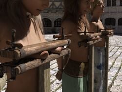 3d 3girls boob_squish breasts cgi female public punishment topless topless_female