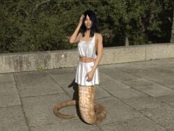 black_hair cgi female lamia outdoors snake_girl