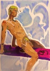anal_sex brown_eyes dildo dildo_in_ass gekko_(valorant) green_hair male_focus male_only sachitsu valorant