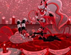 anal_sex bed blitzo_(helluva_boss) breasts candle cowboy0823 demon demon_boy demon_girl demon_horns dick female fucking heart heart_pillow helluva_boss imp imp_tail looking_at_partner looking_up male pegging penetrable_sex_toy penis pillow ponytail sex smile succubus succubus_horns succubus_tail succubus_wings verosika_mayday_(helluva_boss) vivienne_medrano