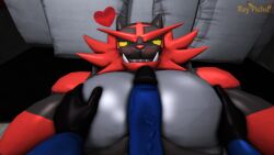 2boys bedroom bedroom_eyes cock commission commissioner_upload dr.ivopingasnik furry furry_only game_freak gay gay_domination gay_male incineroar lucario nintendo pecjob pecs pectorals pokemon pokemon_(species) pov pov_eye_contact