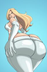 ass_cleavage axel-rosered big_butt blonde_hair blue_eyes butt butt_crack emma_frost gloves looking_back marvel no_panties pants plump sideboob thick_thighs white_queen x-men