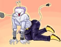 big_penis boner cumming_in_clothes deltarune deltarune_chapter_3 fangs fangs_out handcuffed maketa male pathetic pathetic_male shaking submissive tenna tenna_(deltarune) tongue_out tv tv_head tv_screen