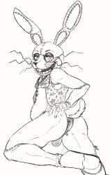 absurd_res bow_tie buckteeth clothing costume digital_media_(artwork) five_nights_at_freddy's five_nights_at_freddy's:_help_wanted fursuit genitals glitchtrap hi_res human humanoid lagomorph leporid male mammal rabbit saberhorn scottgames smile solo steel_wool_studios teeth topwear vest whiskers