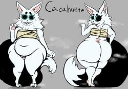 amaverse anthro areola ass belly big_ass big_butt black_tail blue_eyes bottomless cacahuete canid canine canis clothed clothing creepy_smile curvy_figure demon fangs female female_anthro fingers fluffy fluffy_hair fur gesture hair hammerspace hi_res hidden_buxom huge_ass huge_butt huge_thighs hybrid ineffective_clothing kemono li89795348 looking_at_viewer mammal model_sheet partially_clothed pseudo_hair short_stack slightly_chubby smile solo standing tail teasing teeth thick_thighs voluptuous white_body wide_hips wolf