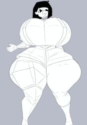 1girls curvy ena ena_(series) huge_ass huge_breasts monochrome senior_garabato tagme