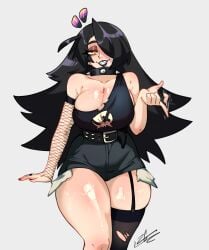 1girls 2025 arm_stockings artist_signature ass big_ass big_breasts black_fingernails black_hair black_hair_female black_lips black_lipstick breasts clothed clothed_female clothing collar english english_text female female_focus female_only finger_curl fingernails fully_clothed fully_clothed_female garter_belt_leggings garter_straps gerph goth goth_girl gothic gothic_girl gothified light-skinned_female light_skin lips lipstick oc original original_character painted_fingernails painted_nails ring sharp_teeth shorts skarp_world skarpne_(skarp_world) skull_print solo solo_female solo_focus spiked_collar spikes stockings text thick_thighs thighs torn_topwear zero_gld