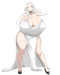 1girls big_breasts big_thighs breasts busty curvy dress female female_only giant_breasts gigantic_breasts high_heels huge_breasts huge_thighs large_breasts large_thighs ma_dao massive_breasts original original_character thick_thighs thighs voluptuous white_dress