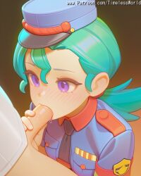1boy 2025 ai_assisted ai_generated black blonde_hair blue blush breasts colored english erection explicit eyes fellatio female focus green hair hat high_quality high_res high_resolution highres jacket long male necktie nintendo nose officer_jenny_(pokemon) oral patreon penis pink pokemon pokemon_(anime) police policewoman ponytail saliva shirt skin solo stable_diffusion straight text timelessworld uncensored uniform watermark