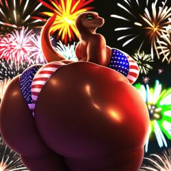2023 4th_of_july ai ai_generated anthro ass big_breasts big_butt breasts chubby chubby_female female female_only fireworks looking_at_viewer mommy nipples overweight overweight_female reptile snake sydney_thepyromancerfox tail thepyromancerfox
