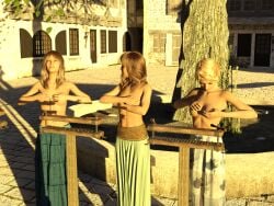 3d 3girls boob_squish breasts cgi female public punishment topless topless_female