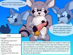 4:3 absurd_res angry animal_genitalia anthro balls belly bodily_fluids chat chat_box cinder_bh complaining cross-popping_vein dialogue digital_media_(artwork) dildo english_text fur genitals hi_res indigo_park livestream looking_at_viewer male mammal markings musk musk_clouds nipples nude open_mouth penis procyonid pubes purple_eyes raccoon rambley_raccoon sex_toy sheath simple_background slightly_chubby slightly_chubby_anthro slightly_chubby_male smile solo speech_bubble striped_markings striped_tail stripes sweat tail tail_markings teeth text