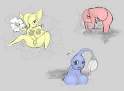 alien big_ass big_breasts big_butt big_ears big_nose blue_pikmin cheesyleaves eyelashes futanari huge_ass huge_breasts huge_butt nintendo pikmin pikmin_(species) plant pointy_ears pointy_nose red_pikmin small_balls small_dick small_penis water yellow_pikmin