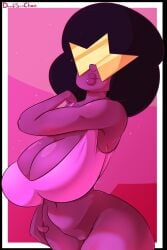 1girls armpits ass big_ass big_breasts black_hair bottomless breasts busty cleavage crop_top davidsanchan female female_only garnet_(steven_universe) gem_(species) huge_breasts large_breasts looking_at_viewer massive_breasts png pussy red_skin solo steven_universe thick_thighs thunder_thighs top_heavy visor wide_hips