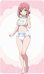 100_kanojo 1girls ai_generated bib big_breasts diaper female green_eyes hanazono_hakari kimi_no_koto_ga_dai_dai_dai_dai_daisuki_na_100-nin_no_kanojo pink_hair solo solo_female teenage_girl the_100_girlfriends_who_really_really_really_really_really_love_you