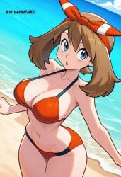 1girls ai_generated big_breasts bikini blush bra breasts brown_hair female may_(pokemon) may_(pokemon_oras) panties pokemon_oras pokemon_rse red_bra red_panties tagme ylvanne