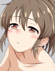 blush brown_hair female hori_yuuko idolmaster idolmaster_cinderella_girls pink_eyes tagme