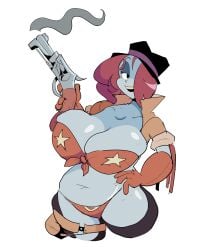 big_ass big_breasts big_butt big_thighs big_titties bikini blue_skin chubby chubby_female commission cowgirl curvaceous curvaceous_female curvaceous_figure curvy curvy_figure curvy_hips female female_focus female_only loggofrog long_hair looking_at_viewer original original_character red_hair thigh_highs