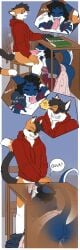 absurd_res all_fours anthro anus arm_tattoo balls black_body black_fur black_hair blue_body blue_skin bodily_fluids book bottomwear bottomwear_down calico_cat chair cheek_tuft classroom cleavage_cutout closed_eyes clothed clothing cocky cocky_smile comic comic_panel cum cum_drip cum_in_mouth cum_inside cum_on_balls cutout denim denim_clothing denim_jacket denim_topwear desk domestic_cat dress dripping dripping_pussy dripping_wet duo ear_fins erection exclamation_point exhibitionism exposed_ass eyelashes facial_tuft felid feline felis fellatio female fin first_person_view fish fluffy fluffy_chest fluffy_ears fluffy_hair forced_deepthroat fur furniture gag gagged genital_fluids genitals giggling hair hand_on_desk hand_on_head hands_on_legs hands_on_thighs hi_res holding_still humming hunter_(hhdrawer) jacket licking maebeasheep male male/female mammal marine neck_tuft on_chair oral orange_body orange_fur pants pants_around_ankles pants_down pants_on_floor partially_clothed penile penis penis_lick pulled_by_another raised_clothing raised_dress raised_tail rolled_up_sleeves school see-through_wall sex shark sharp_teeth short_hair sitting sitting_on_chair slurping spread_legs spreading standing stealth_sex table tail tail_fin tattoo teacher_on_student teasing_with_mouth teeth thick_eyelashes tip_tease tongue tongue_out tongue_out_fellatio topwear tuft under_the_table white_body white_fur worried worried_look