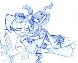 2girls female gynoid jenny_wakeman misty_(mlaatr) multiple_girls my_life_as_a_teenage_robot sketch smooth_skin teenager xj-9 yuri