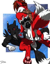 anthro backless_gloves canine digimon eyewear fingerless_gloves fox fur furry gloves goggles iudicium86 male male_only mammal maxamilion_the_fox renamon scarf