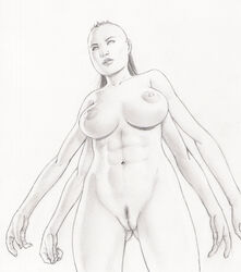 1girls 2d 3_fingers 4_arms abs ass_visible_through_thighs black_and_white breasts female female_only horn large_breasts long_hair mortal_kombat mortal_kombat_3 nude pubic_hair pussy sheeva shokan sketch solo tagme uncensored vagina zakuman