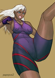 breasts dark-skinned_female dark_skin female female_only human large_breasts nipples papepox2 puffy_nipples skin_tight solo vanessa_lewis virtua_fighter white_hair