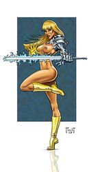 armor blonde_hair female magik_(illyana_rasputin) marvel mitch_foust new_mutants nipples nude straight_hair x-men