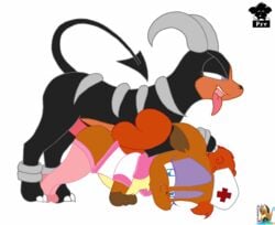 . animated feral fur furry_tail houndoom multiple_tails nintendo pokemon pokemon_(species) psyredtails straight_hair surfing_charizard tail vulpix