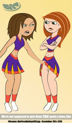 ankle_socks anklehighs bonnie_rockwaller cheerleader clothing crew_socks disney female female_only human innie_pussy kim_possible kimberly_ann_possible multiple_females multiple_girls nayr no_panties pussy red_socks short_skirt skirt skirt_lift socks straight_hair yuri