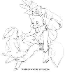 2004 anthro asthexiancal canine cub disney female fox fur furry maid_marian male mammal penis pussy rabbit robin_hood_(character) robin_hood_(disney) sis_(robin_hood) skippy_(robin_hood) straight testicles