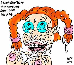 2003 bracejob braces breasts color cum eliza_thornberry exposed_breasts female female_only freckles fuckgirl glasses human nev orange_hair solo wild_thornberrys