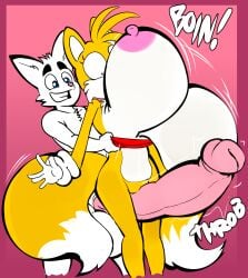 2025 anthro areola balls between_thighs big_areola big_balls big_breasts big_penis bouncing_breasts breasts canid canine clothing clothing_pull constricted_pupils denizen1414 duo exposed_breasts female fox genitals hi_res huge_balls huge_breasts huge_cock hyper hyper_balls hyper_breasts hyper_genitalia hyper_penis imminent_sex male mammal mtf_crossgender multicolored_penis penis pupils red_fox rule_63 sega shirt shirt_pull small_pupils smiley_face sonic_the_hedgehog_(series) surprised tails tails_the_fox throbbing throbbing_penis topwear topwear_pull true_fox two_tone_penis unknown_species vulva wide_eyed