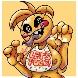 big_breasts breasts five_nights_at_freddy's five_nights_at_freddy's_2 funny_face half_body lxd369 nipples scott_cawthon scottgames solo tits_out tongue tongue_out toy_chica_(fnaf)